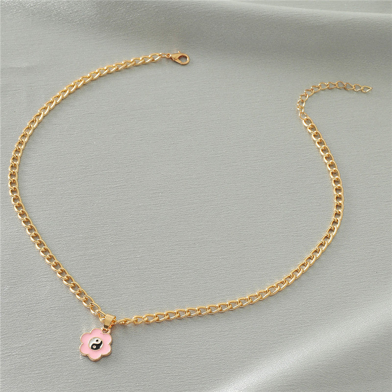 Metal Yin Yang Tai Flower Clavicle Chain Personality