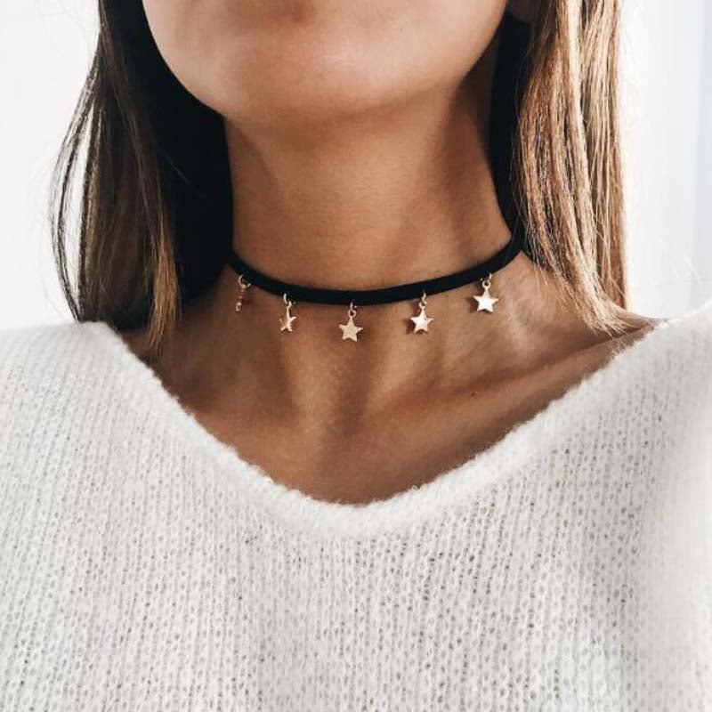 Star Pendant Necklaces Collar Black Velvet Charm Chokers