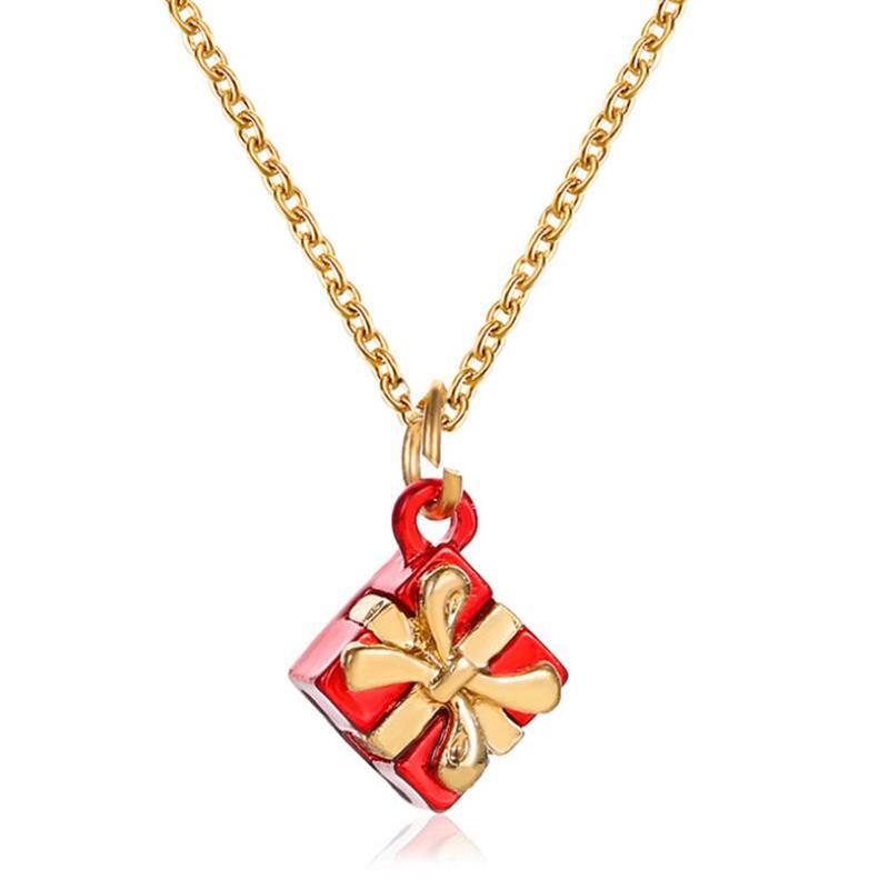 Pick heart snowflake christmas tree necklace