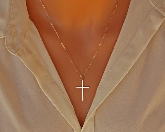 Simple Fashion Cross Gold And Silver Pendant Necklace