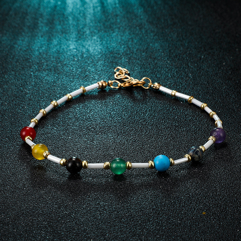 Colorful rice bead anklet