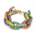 Colorful Link Chain Diamond Bracelet for Women Charms Gifts for Mom