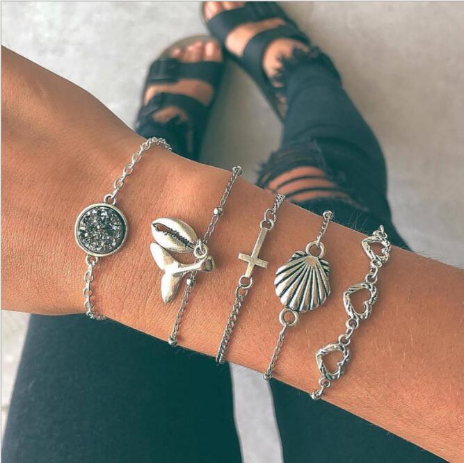 Multi-layer Fishtail & Shell Bracelet