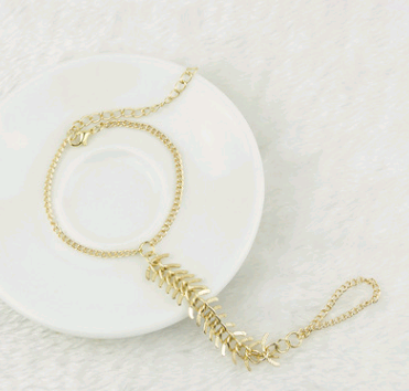 Punk fish bone bracelet back link bracelet