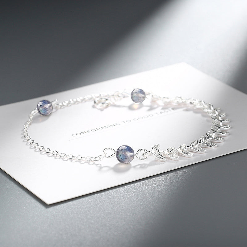 Blue natural moonstone bracelet