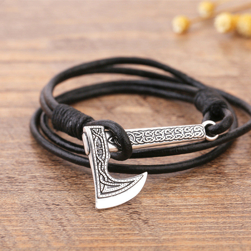 Thor's Hammer Leather Multilayer Bracelet