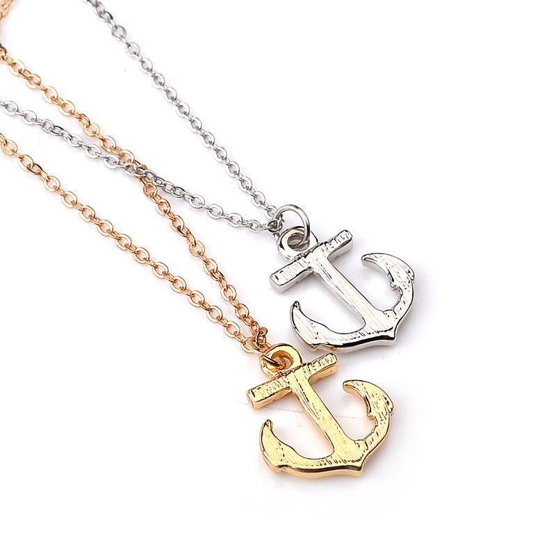 Anchor-shaped cross alloy ladies necklace