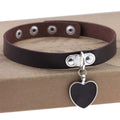 Punk Gothic Love Heart Pendant Leather Collar Leather Necklace