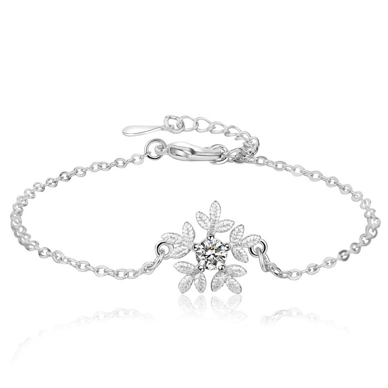Silver elk snowflake bracelet