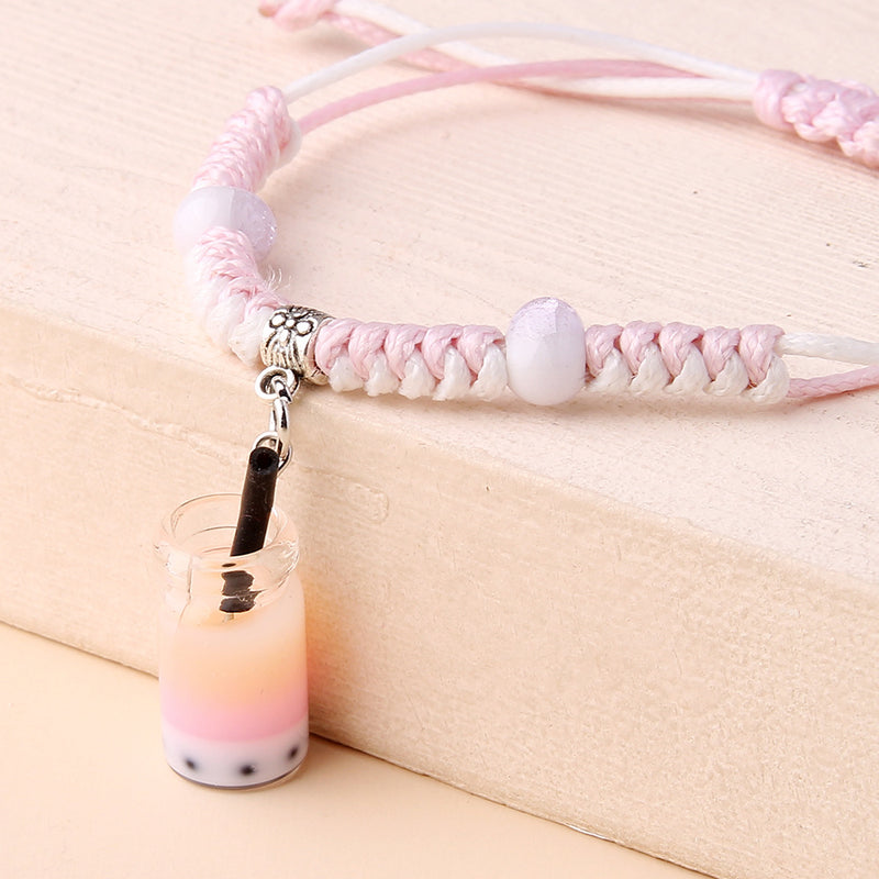 Cute Milk Tea Pendant Weaving Personalized Fashion Three-Dimensional Bracelet