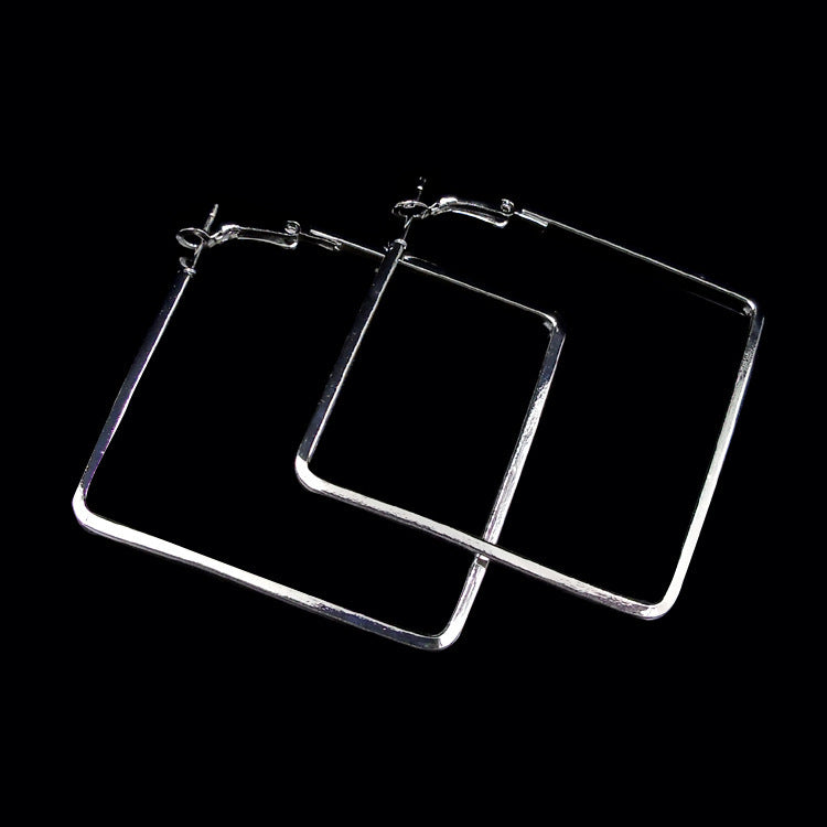 Large Square Earrings With Exaggerated Personality