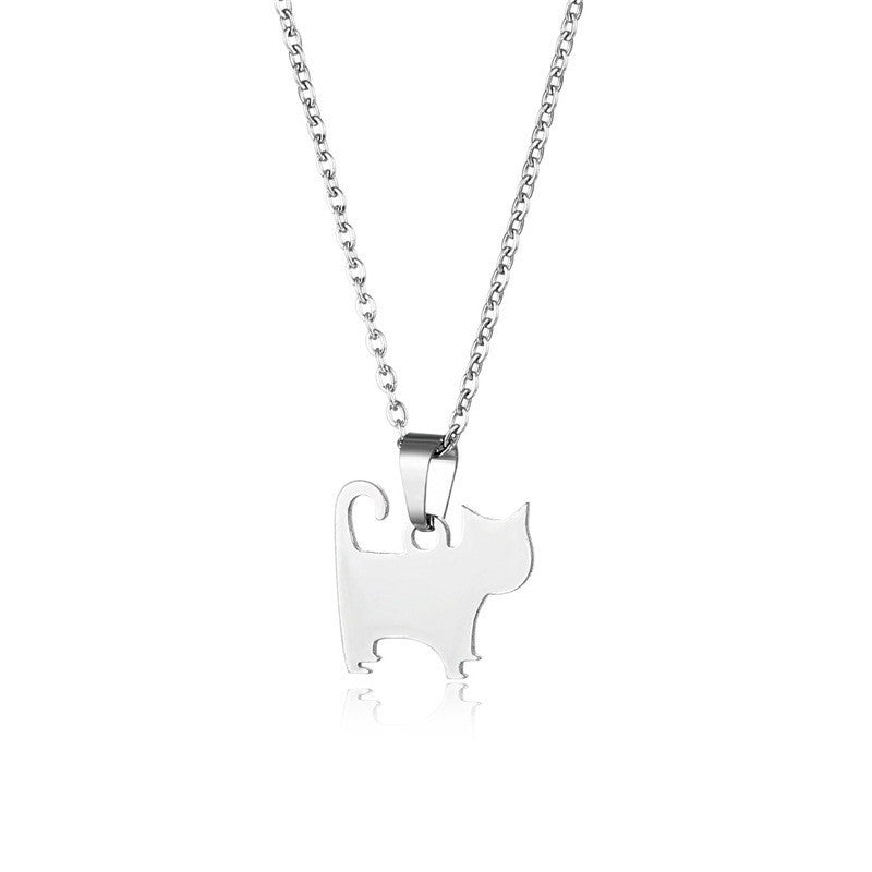 Animal Necklace Cute Kitten 304 Stainless Steel Clavicle Chain Female