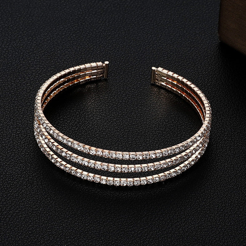 Bridal Accessories,  Temperament Full Diamond Elastic Bracelet