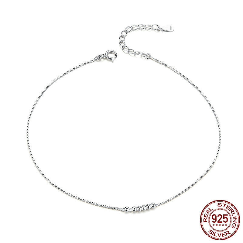 Sterling Silver Anklet Platinum Plated Simple Fashion