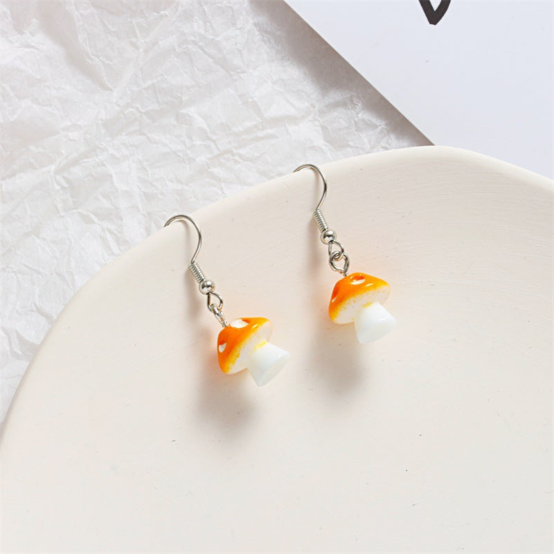 Cute Polka Dot Mushroom Earrings Simulation Alloy