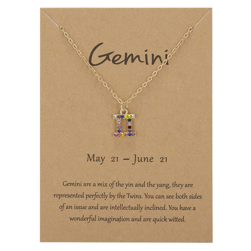 Fancy Diamond Symbol Edition Twelve Constellation Paper Card Necklace Lady