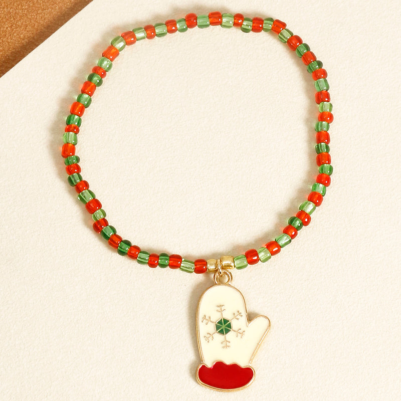 Christmas Season Rice Beaded Charm Bracelet