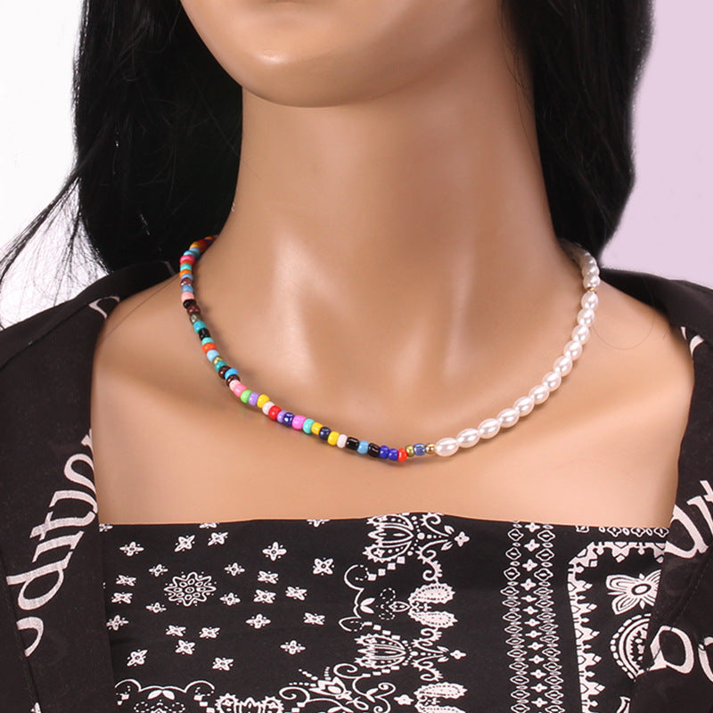 Fashion Asymmetric Imitation Pearl Necklace