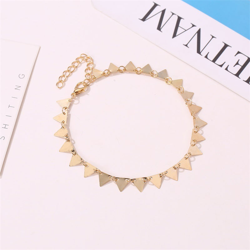 Geometric Triangle Retro Beach Chain Anklet