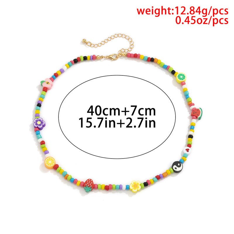 Pastoral Style Multi-element Fruit Necklace Rice Beads Jewelry