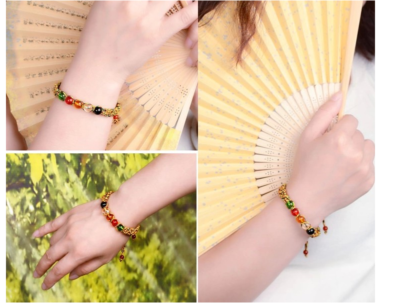 Color Rope Bracelet Five Color Glass