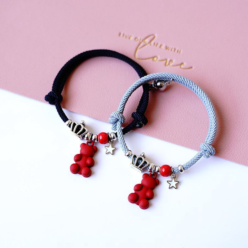 Adjustable Milanese String Couple Bears Bracelet