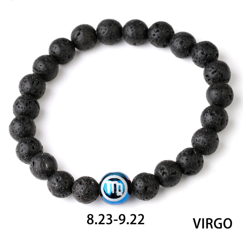 Zodiac Couple Natural Lava Stone Bracelet