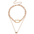 Geometric Exaggerated Bamboo Clavicle Chain Hollow Rectangular Necklace Women