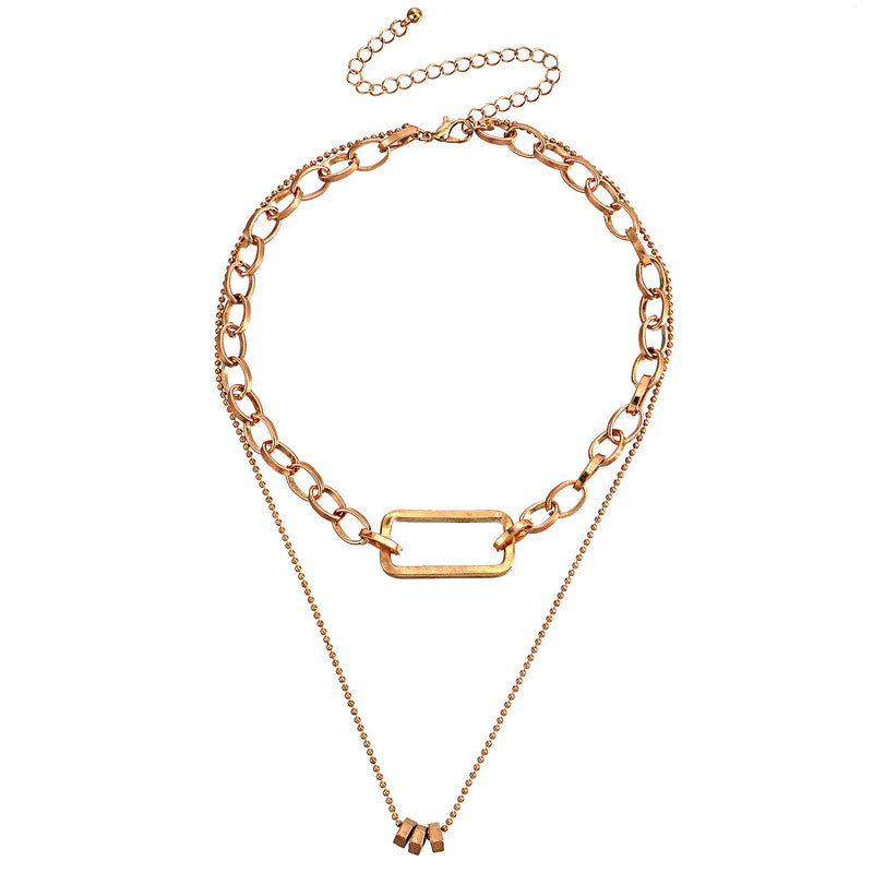 Geometric Exaggerated Bamboo Clavicle Chain Hollow Rectangular Necklace Women