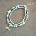 Conch starfish pendant rice bead anklet