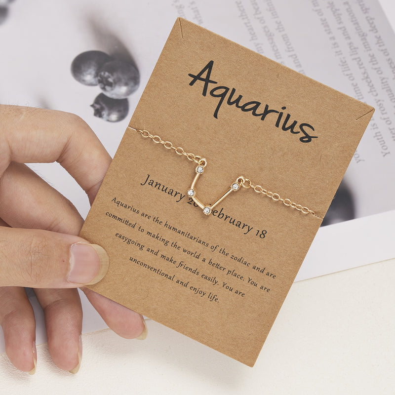 Women's Twelve Constellation Chain Bracelet In Paper Card