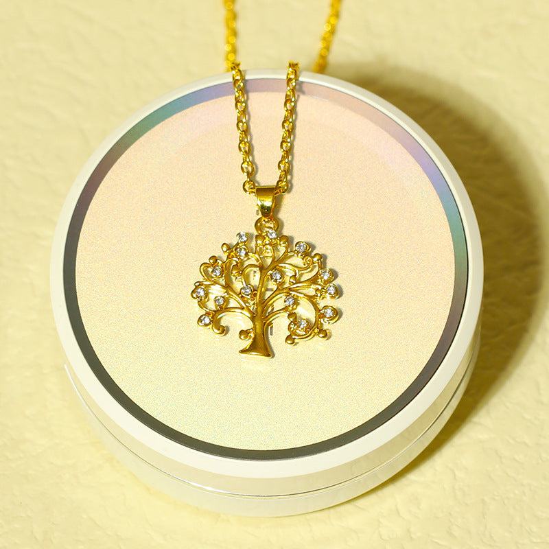 Diamond Love  Christmas Tree Necklace Female