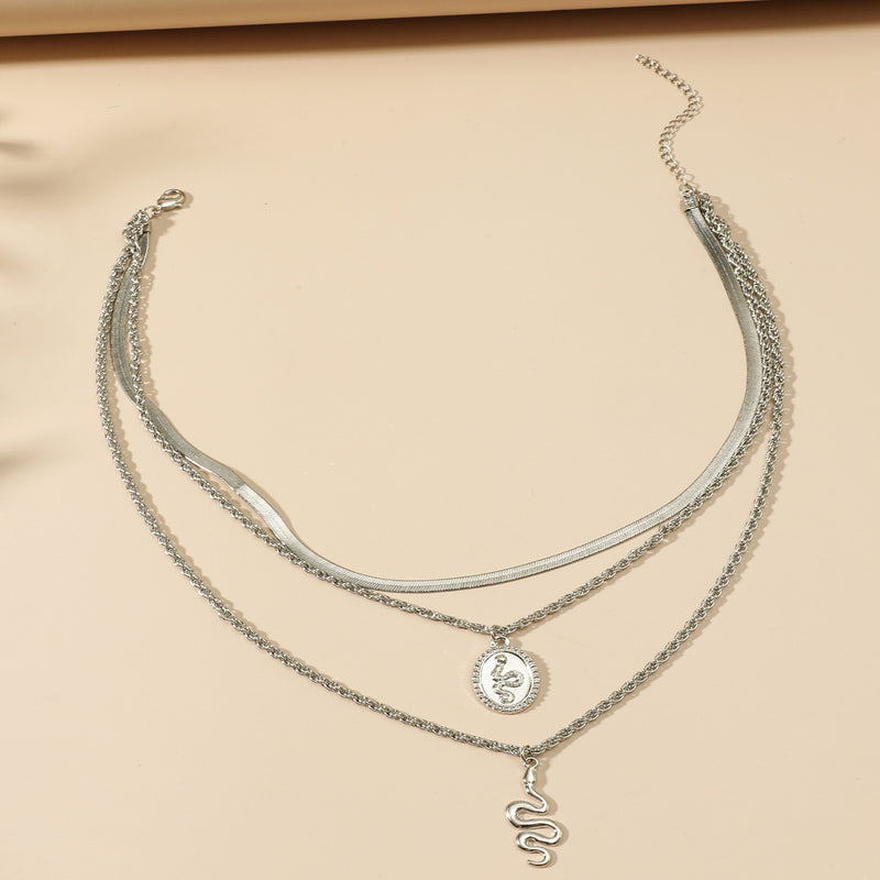 Fashion Retro Multi-layer Snake-shaped Necklace Ins Cold Wind Metal