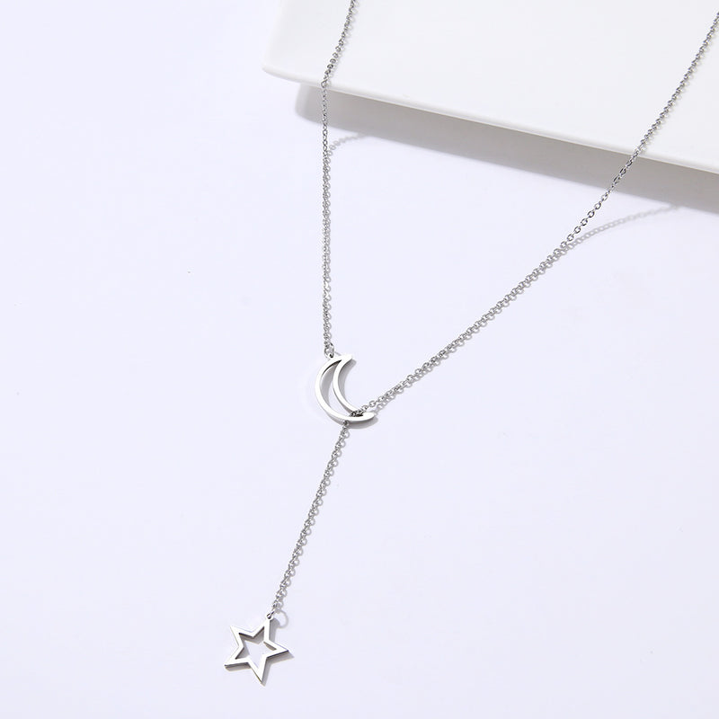 Moon Star Necklace Clavicle Chain Pendant Long Chain Necklace