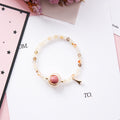 Women's Sweet Simple Hollow Geometric Round Crystal Beaded Bracelet With Tower Charm