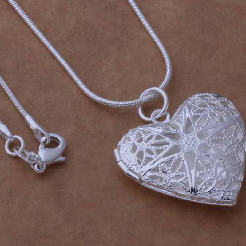 Pattern Frame Necklace 925 Sterling Silver Plated