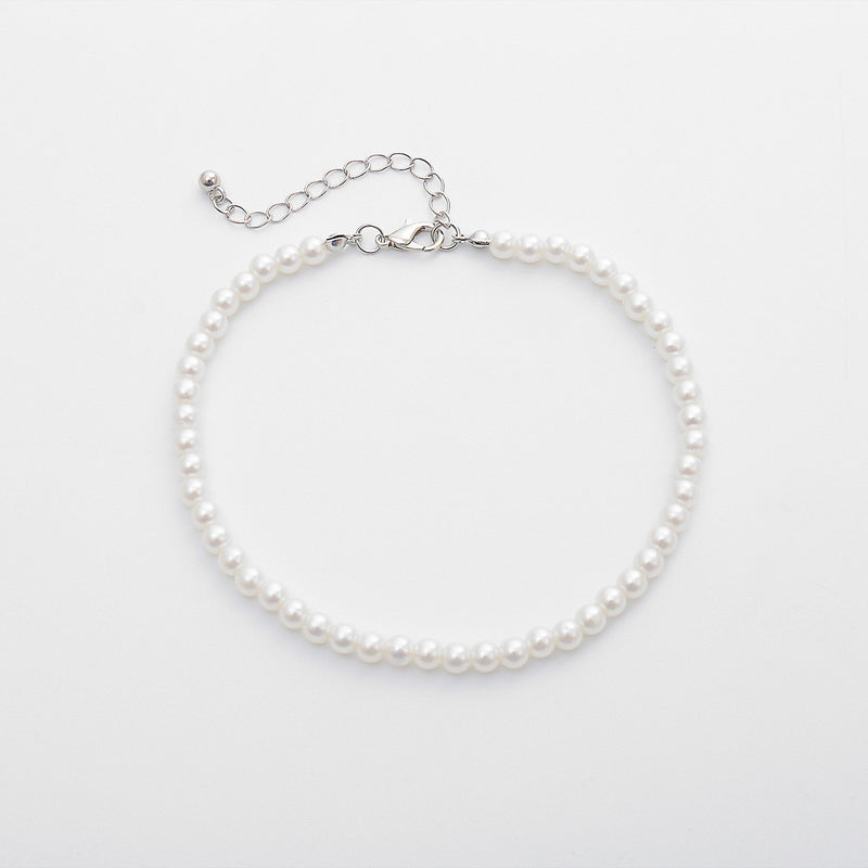 Simple imitation pearl handmade anklet