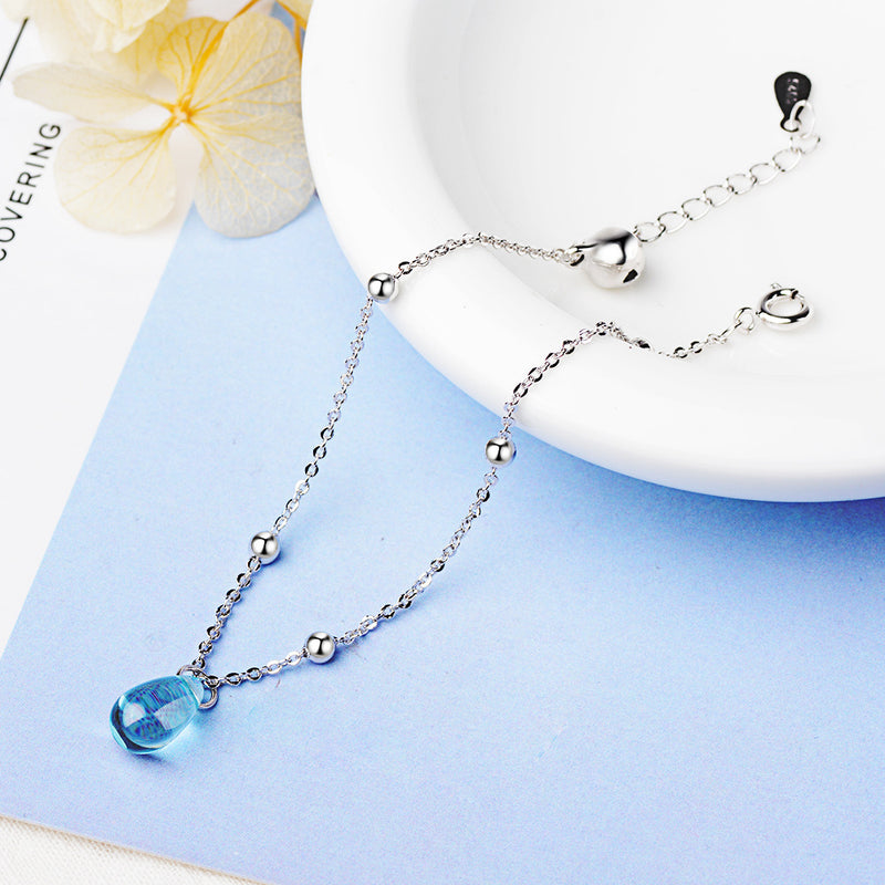 Blue artificial crystal glass bracelet