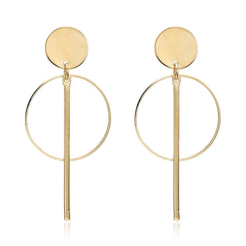 Geometric metal round earrings