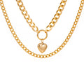 Double Heart Pendant Thick Chain Necklace