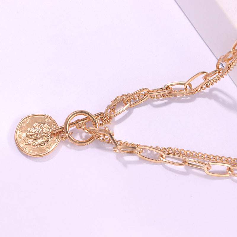Pendant Necklace Ladies Double Simple Chain Necklace