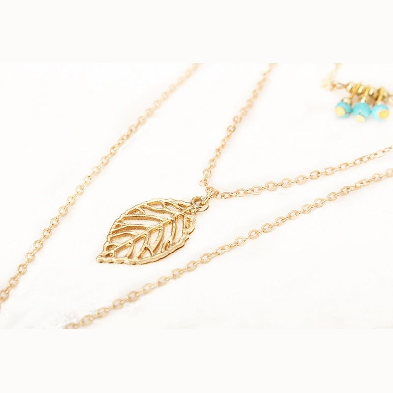 Gold Silver Chain Long Feather Necklace