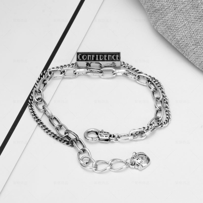 Alloy Bracelet Ins Niche Design National Tide Retro Couple Jewelry