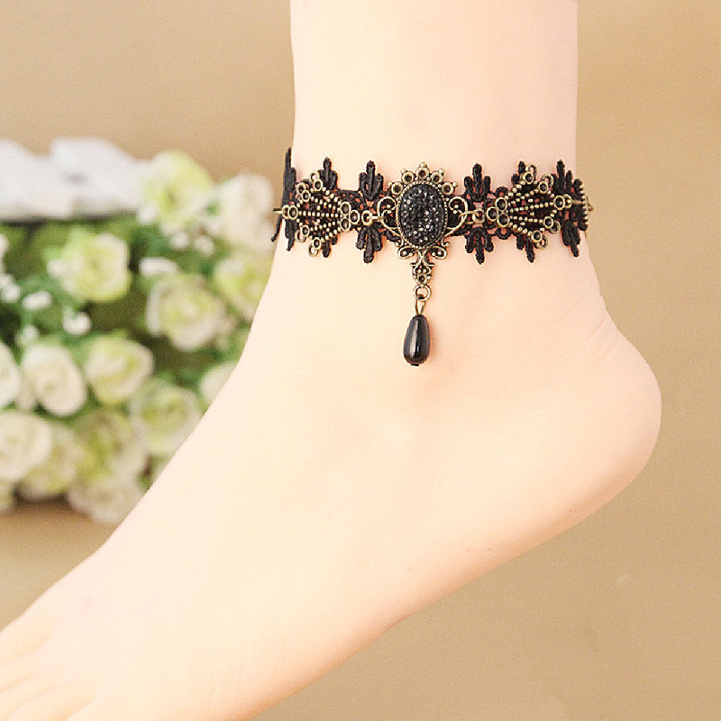 Vintage Black Lace Women's Anklet