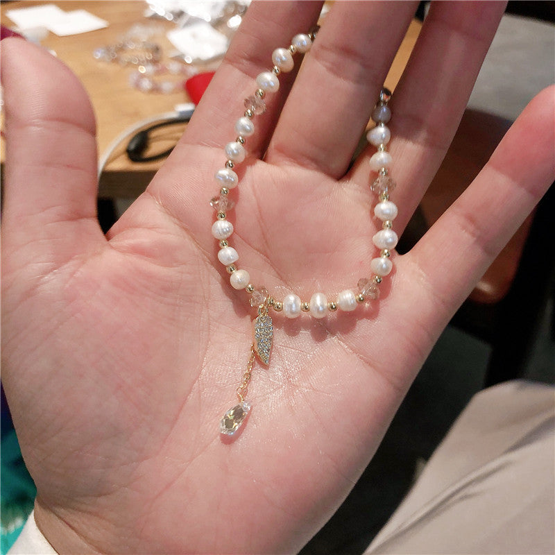 Pearl micro inlaid angel wing bracelet