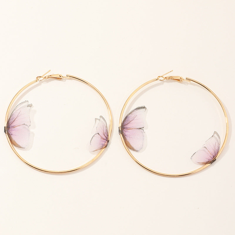 Aesthetic Temperament Three-dimensional Tulle Double Butterfly Earrings