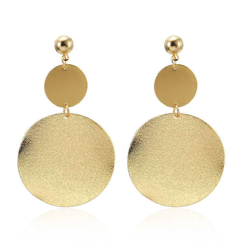 Geometric metal round earrings