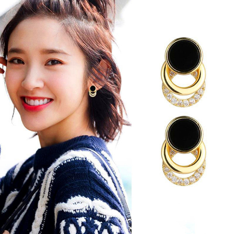Fashionable simple full diamond all-match earrings