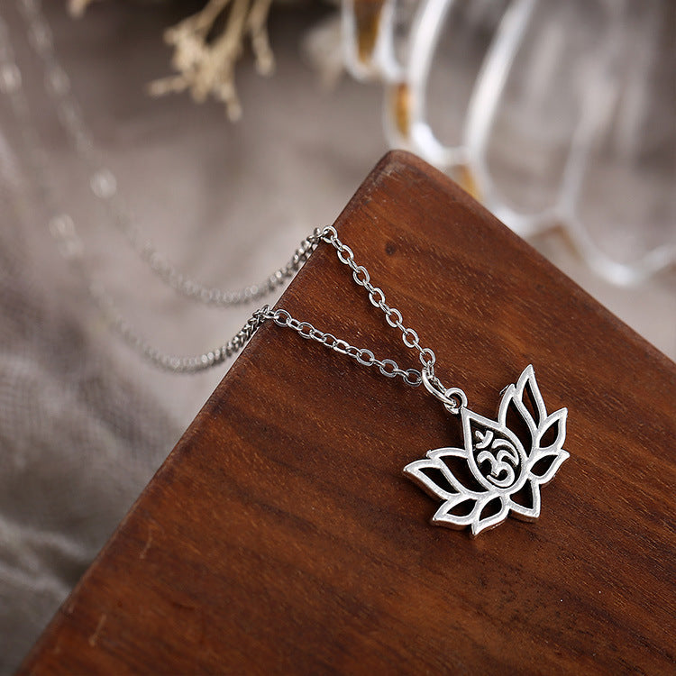 Hollow alloy lotus necklace