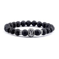 Black Volcanic Stone with Initial Letter Bracelet